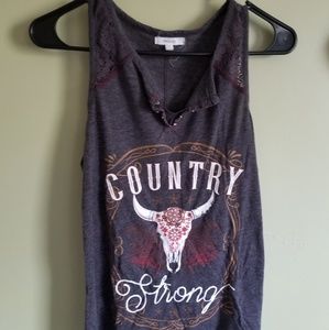 "Country Strong" graphic tank